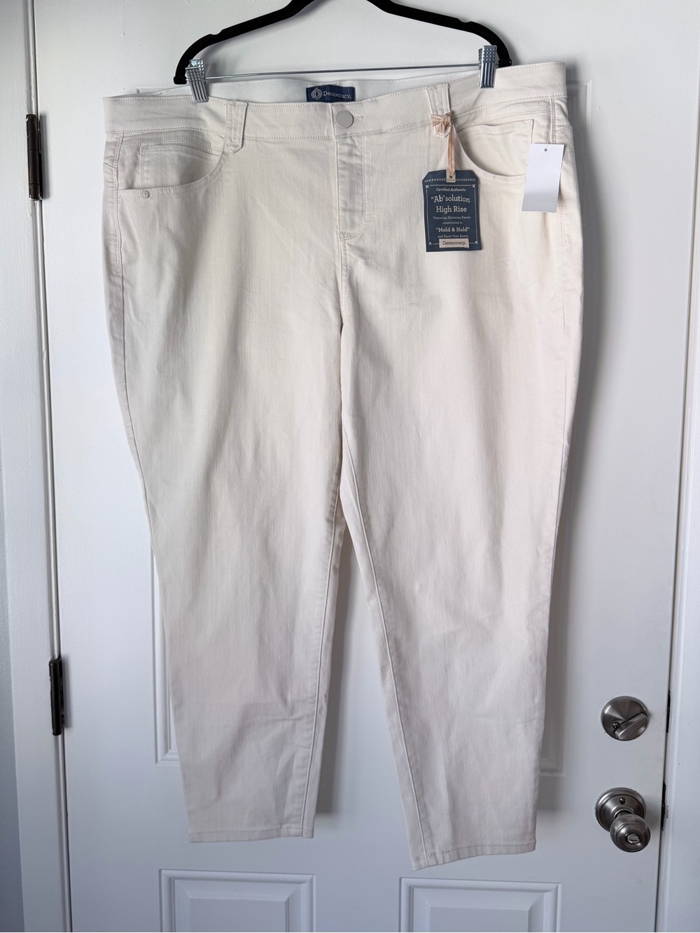 NWT Democracy Jeans 24WP 24w petite IVORY High Rise Slimming Stretch Ankle